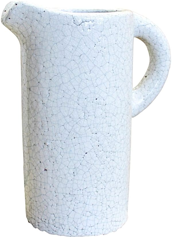 Vases | Glazed White Ceramic Jug | Textured Pebble White | Home Decor