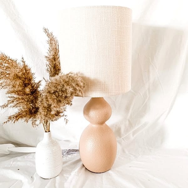 Lighting | Ceramic Table Lamp / Natural w Linen Lamp Shade | Home Decor