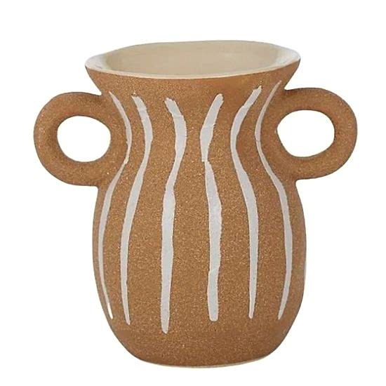 Ceramic Vase | 16cmD x 15cmH | Rust | Pot w Handles | Home Decor - Image 4