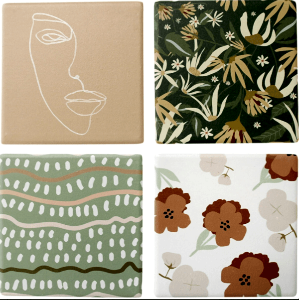 Coasters | Gift | Ceramic | Abstract Art (Set of 4)