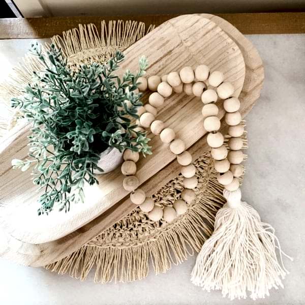 Home Decor | Timber | Beaded | Decor w/Tassel | Coastal & Modern Country