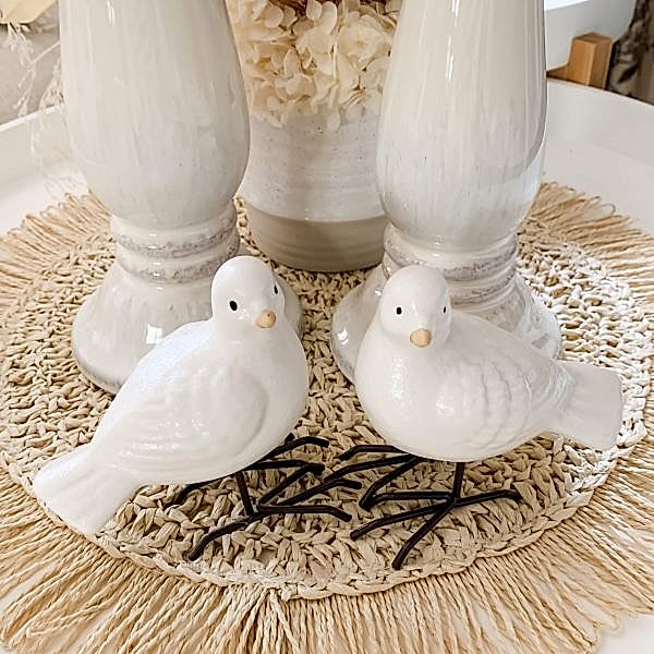 Doves w/ Iron Legs | Ceramic | Bird | Standing  (Set of 2)