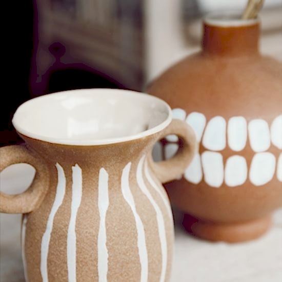 Ceramic Vase | 16cmD x 15cmH | Rust | Pot w Handles | Home Decor - Image 3