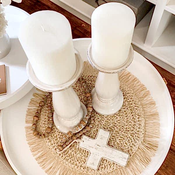 Decor | Beaded Garland | White Timber Cross | String of Decor Beads | Gift