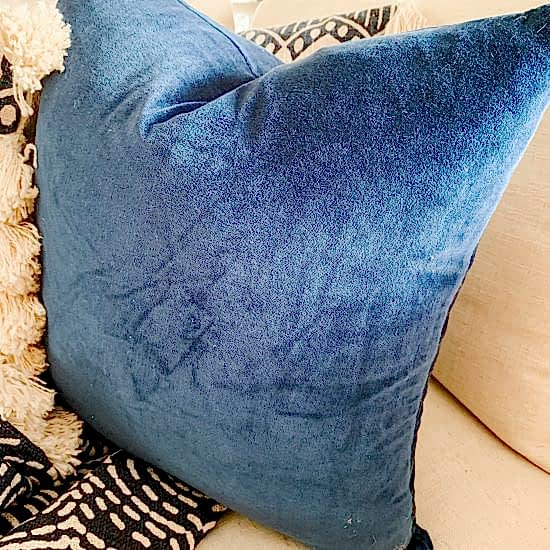 Royal Blue Velvet Cushion | Feather Filled | Home Decor | Soft Furnishings | - Image 4