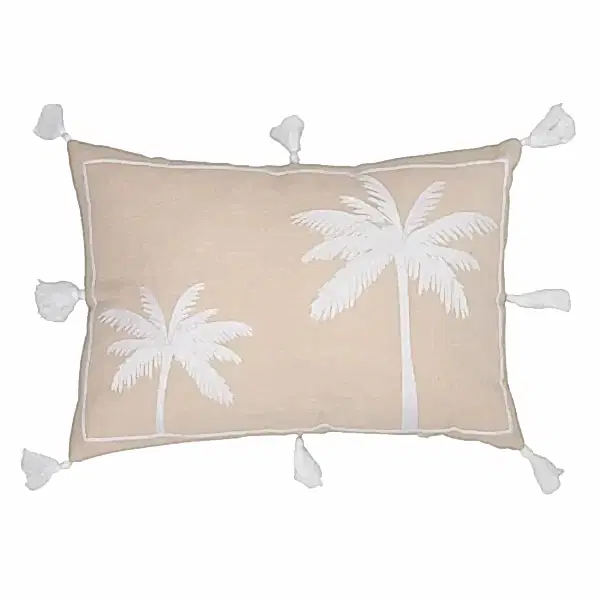 Embroidered Palm Cotton Cushion | New Arrivals | Home Decor